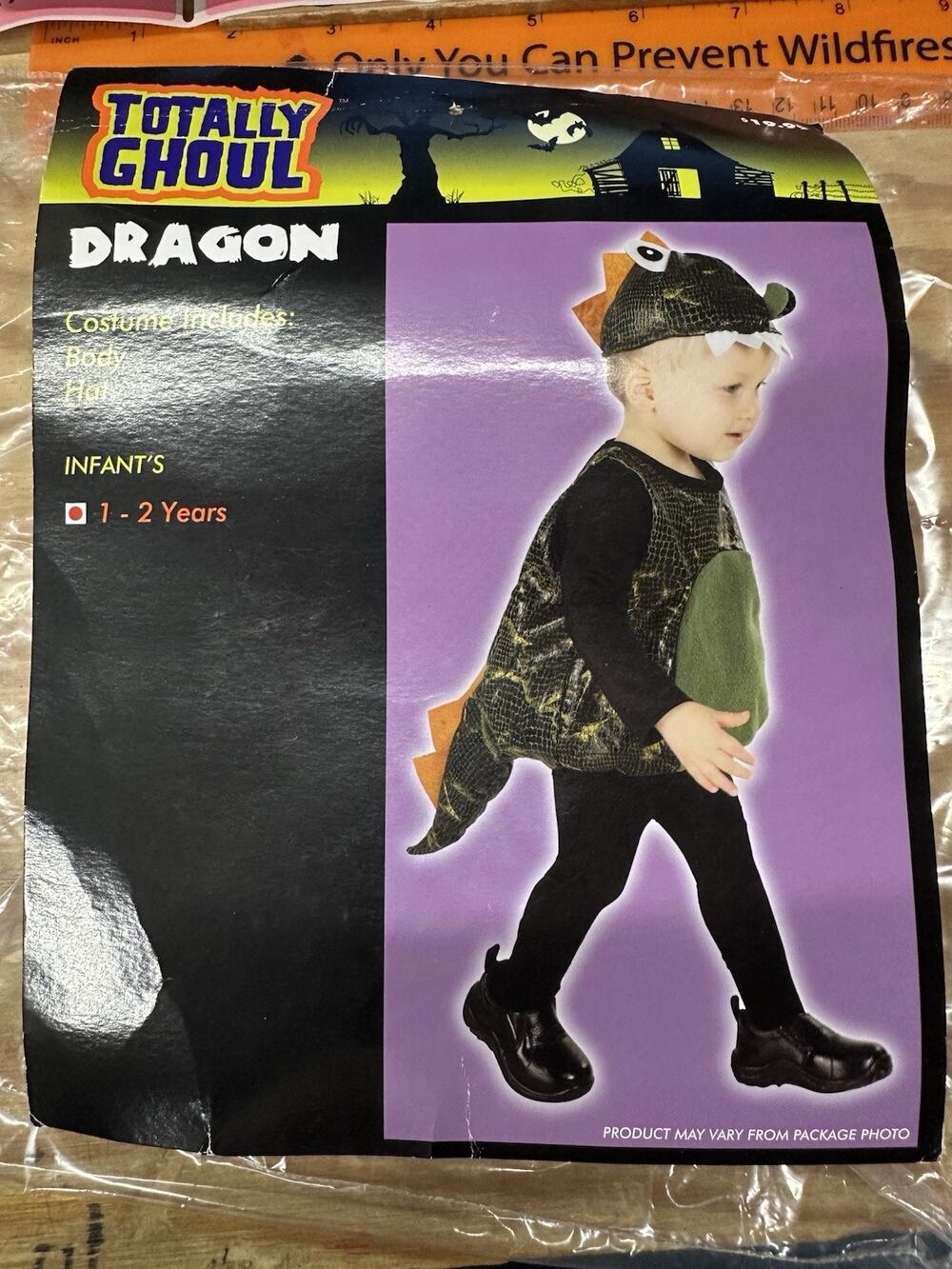 TODDLER'S TOTALLY GHOUL GREEN "DRAGON" HALLOWEEN COSTUME-Sz 1-2 YEARS-NEW W/TAG